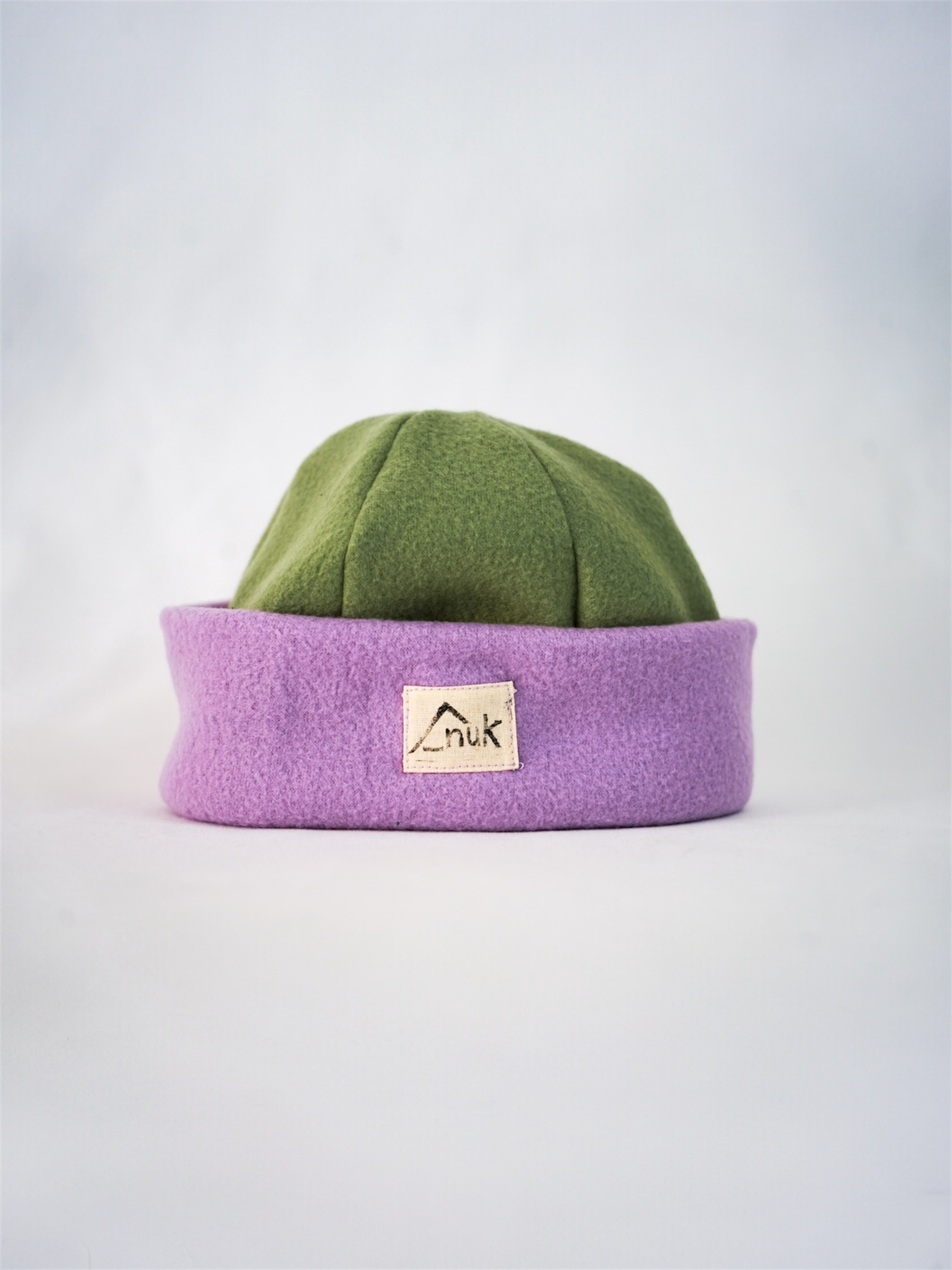 Bonnet lila & kaki