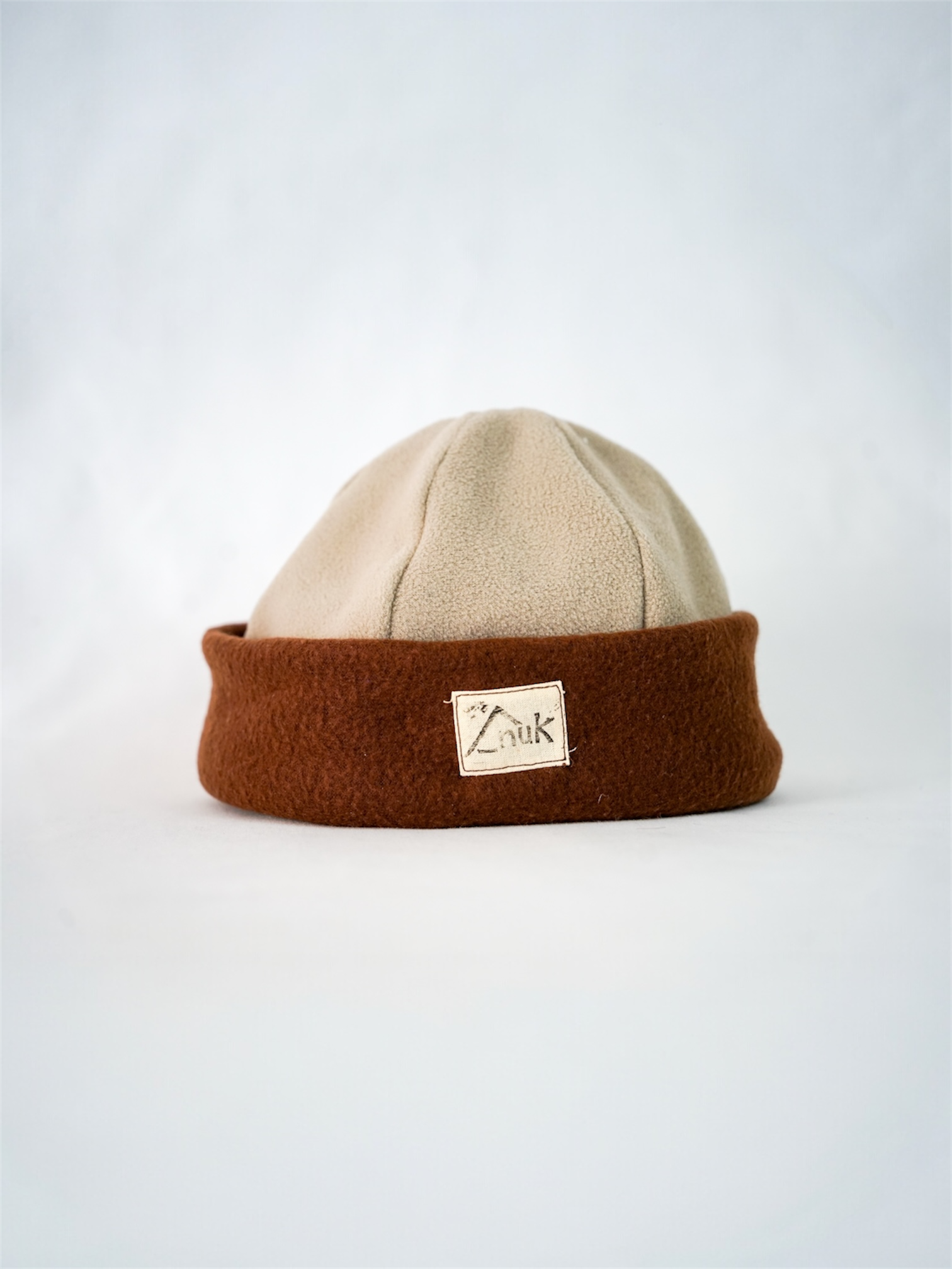 Bonnet marron & beige