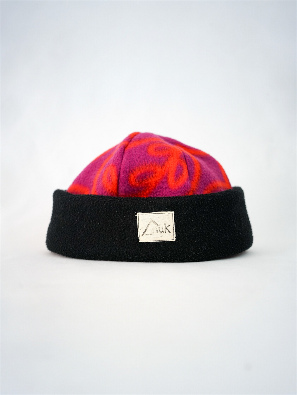 Bonnet noir & motif orange violet