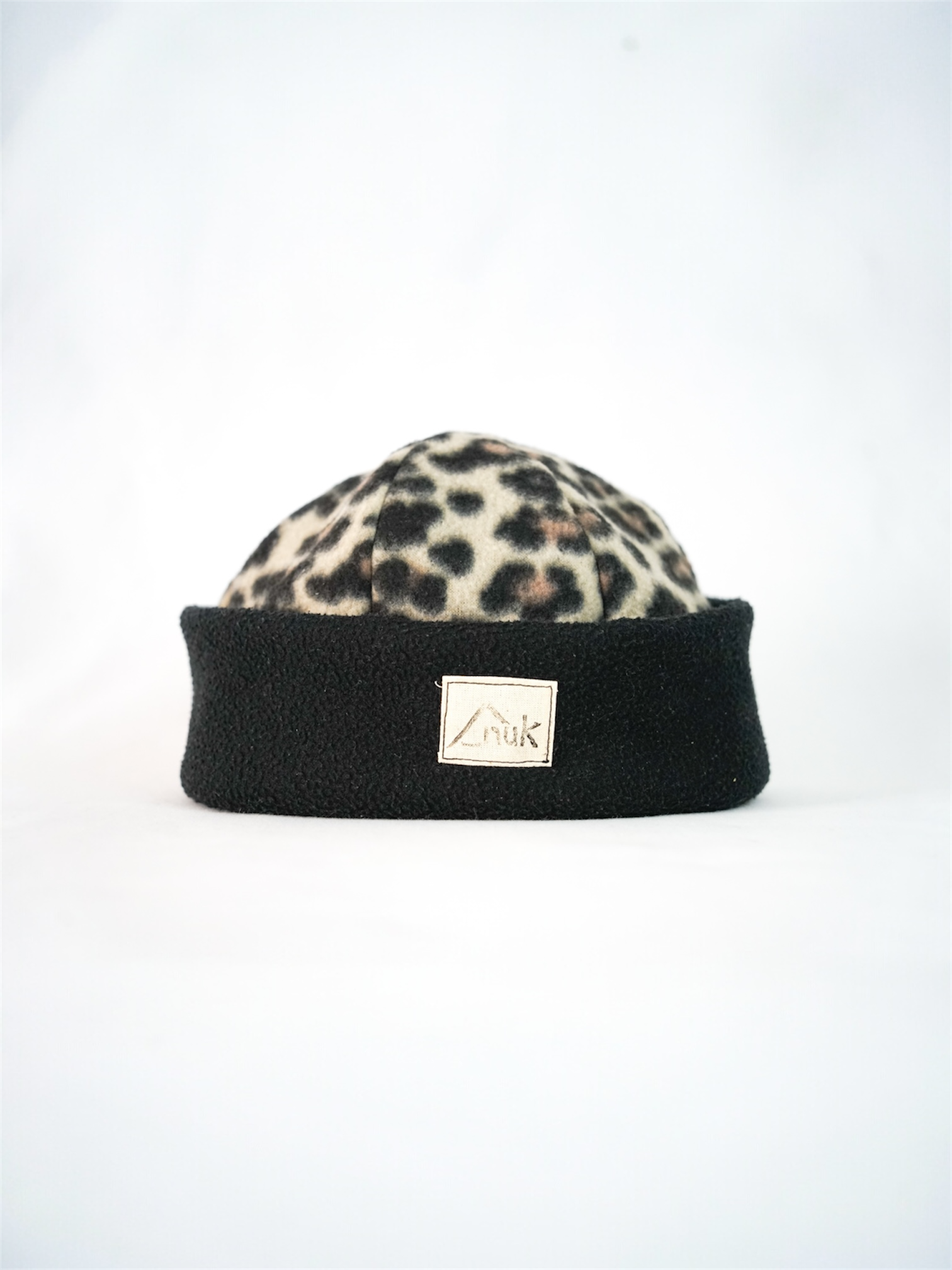 Bonnet noir & léopard beige