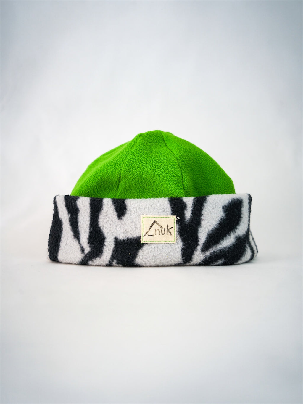 Bonnet zèbre & vert fluo