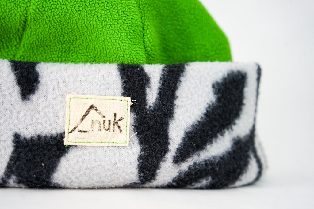 Bonnet zèbre & vert fluo
