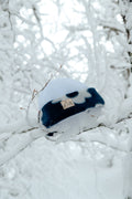 Bonnet bleu à fleurs & blanc