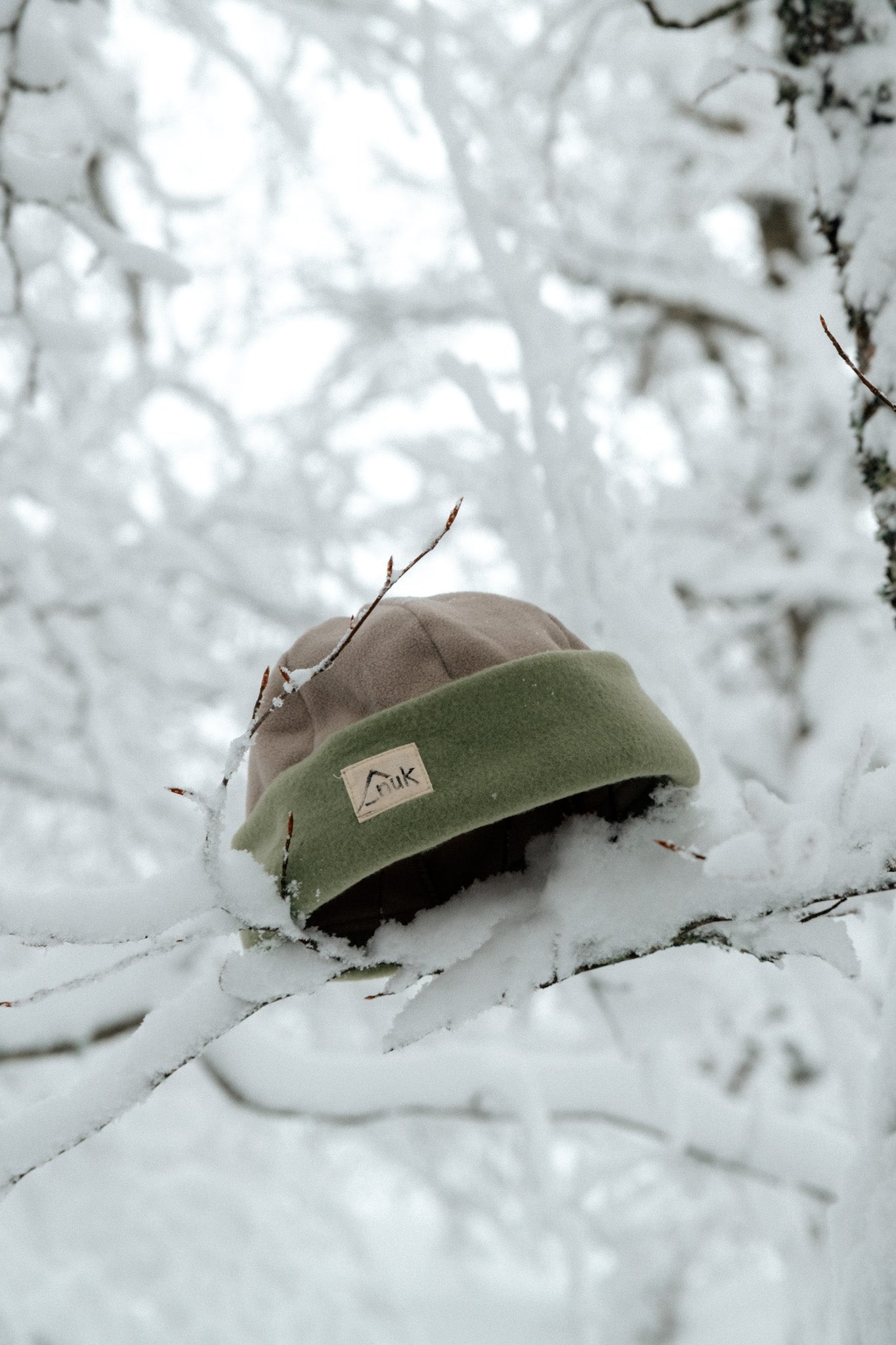 Bonnet kaki & beige