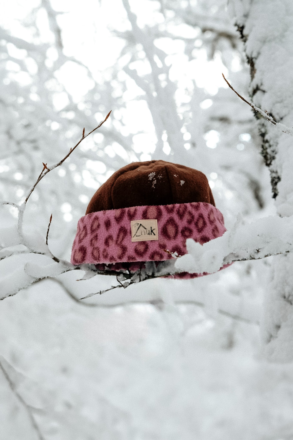 Bonnet léopard rose & marron