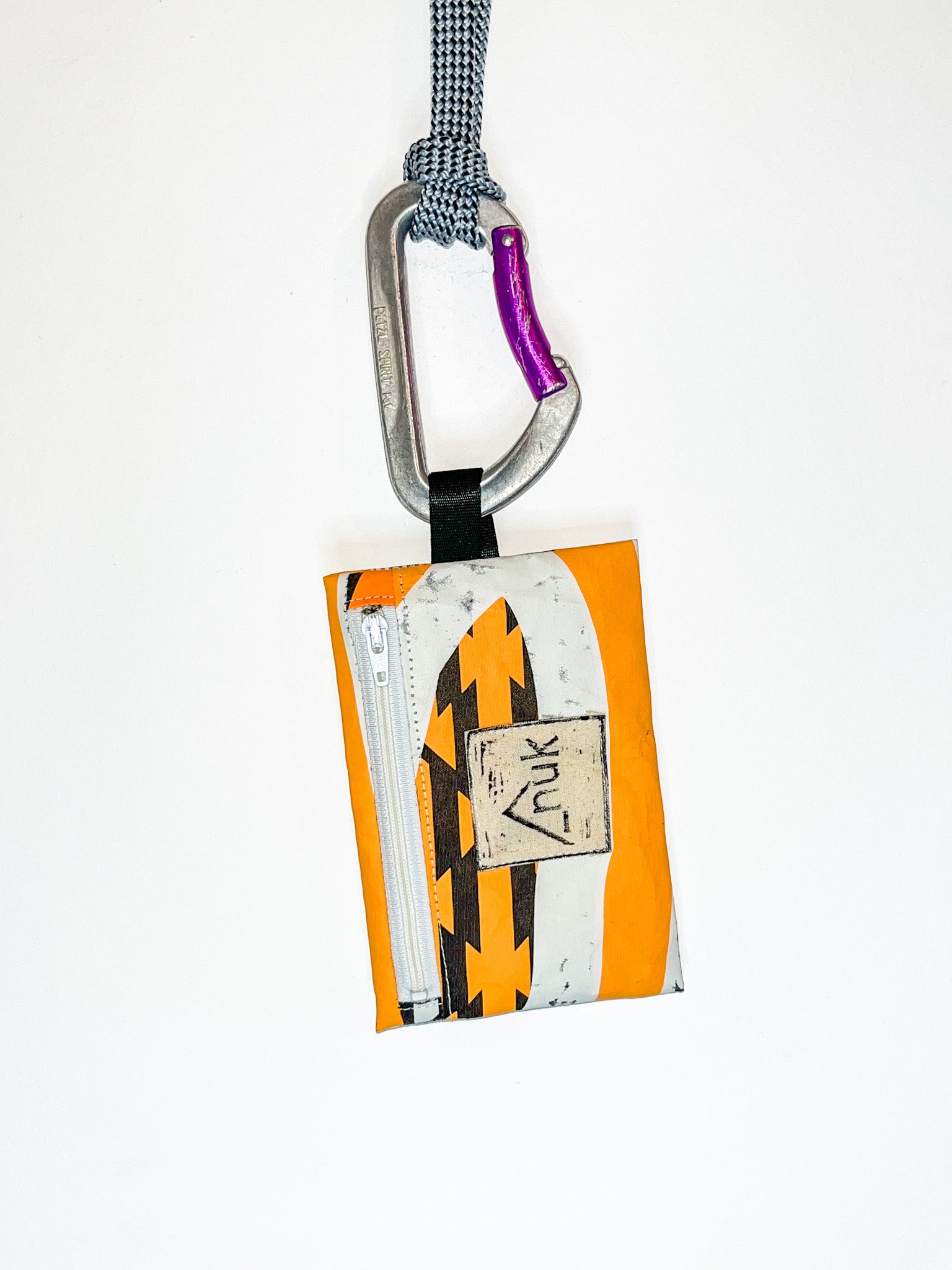 Porte-monnaie gris, orange & blanc n°3 - aile de kitesurf