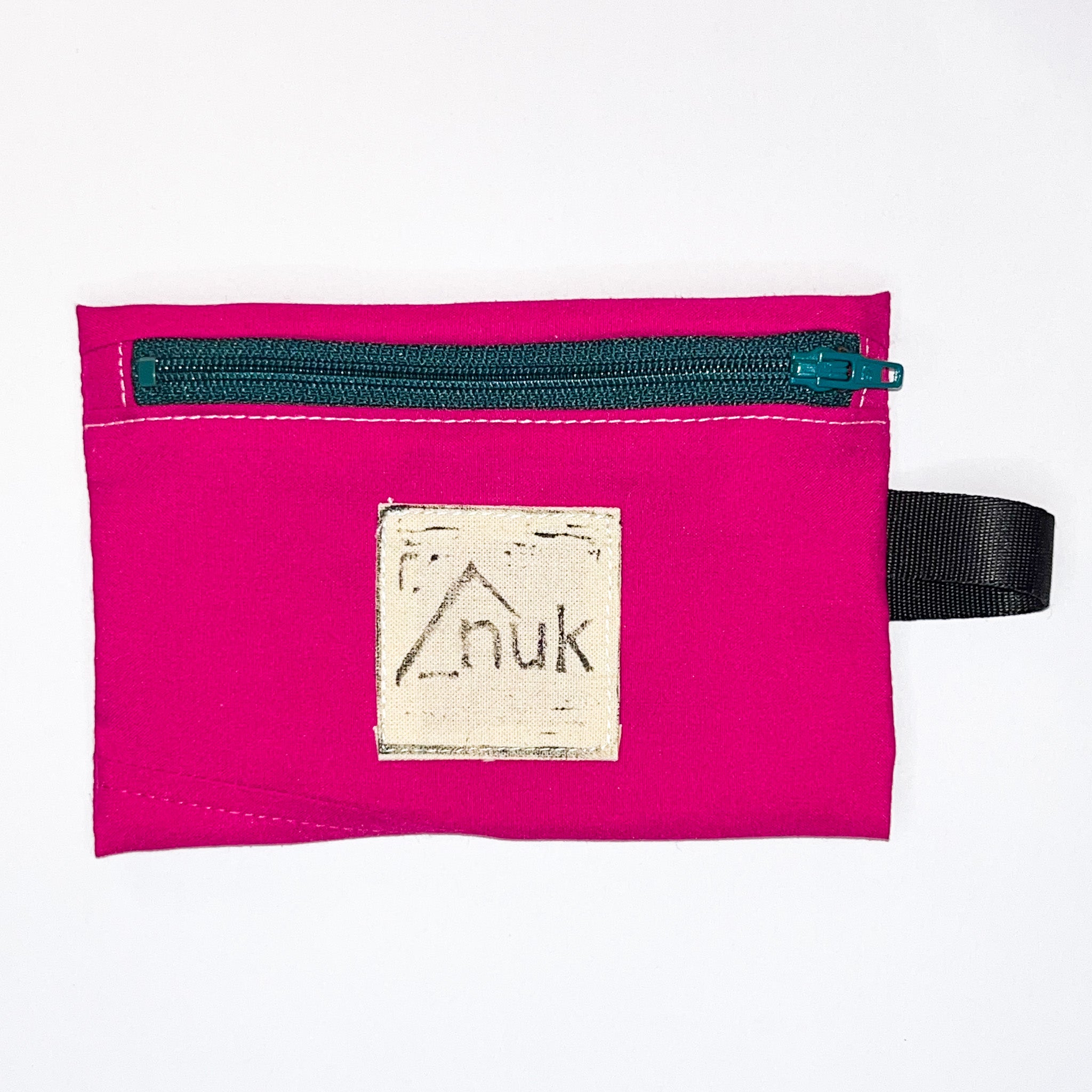 Porte-monnaie rose fuschia zip vert d'eau - veste rétro